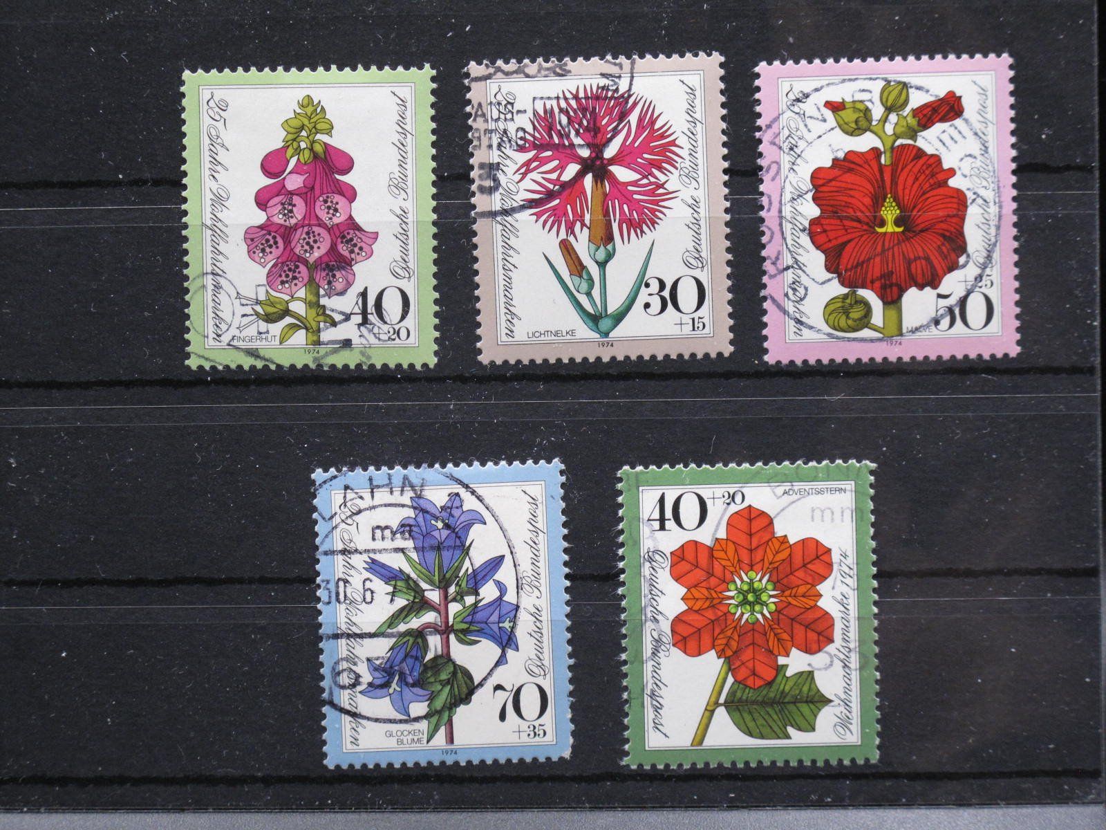 Tutti i francobolli: BRD 1974 Blumen / Weihnachten gest. – Usato da Wil SG venduto da fva01