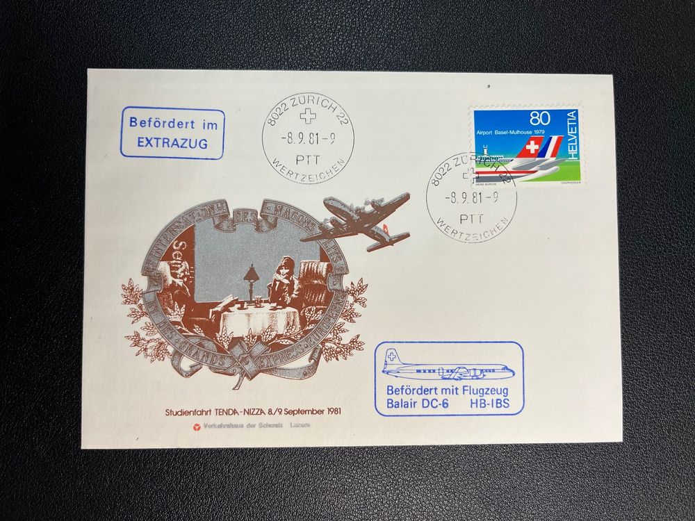 Extrazug und Sonderflug Beleg Studienfahrt Tenda-Nizza 1981 (Gebraucht ...