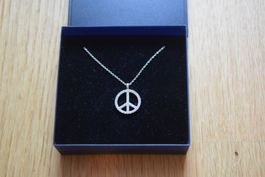 Glitzernde Peace Halskette aus Sterling Silber