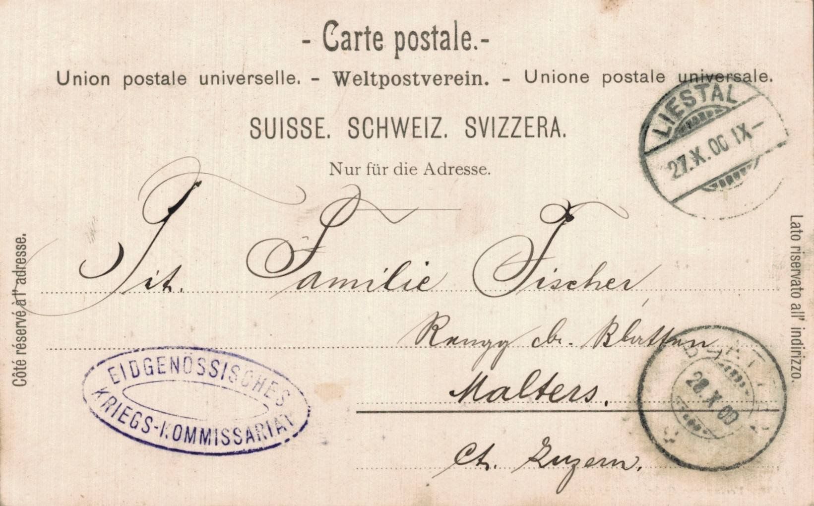 Cartoline postali: Alte Ansichtskarte Liestal, Schweiz, gel. 1900, – Usato da Luzern venduto da Kartenansicht 1