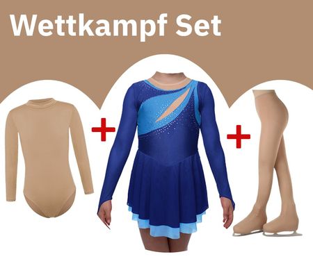 Eislauf Eiskunstlauf Set Kleid + Body + Strumpfhose