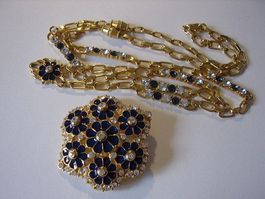 Kette + Anhänger + Brosche Vergoldet