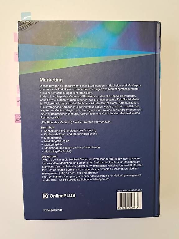 Libri: Marketing - Meffert, Burmann, Kirchgeorg – Usato da Schmerikon venduto da Nicole0120 2