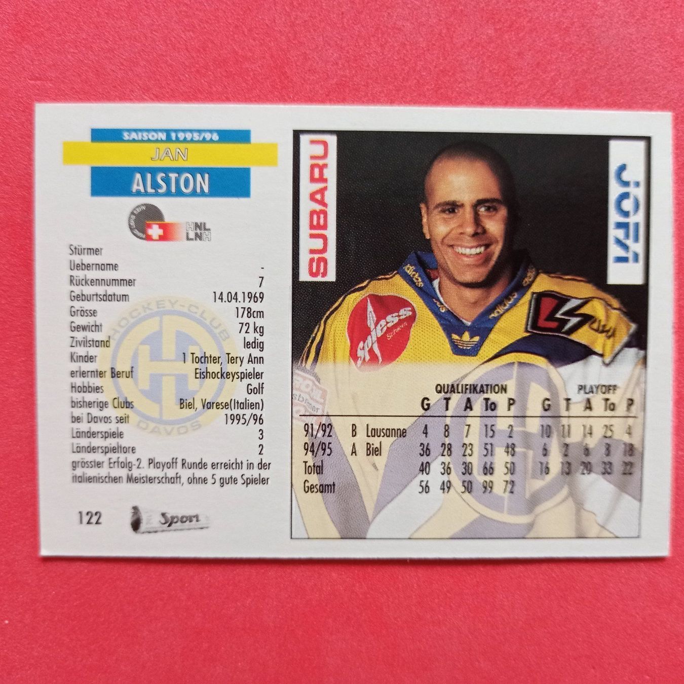 Sammelbilder & Trading cards: Jan Alston - HC DAVOS CARD - 1995/96 – Gebraucht aus Dübendorf von kb86_MOVIE 1