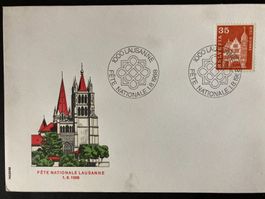 Schweiz 1968 Sonderstempel Fête Nationale Lausanne 35 Biel