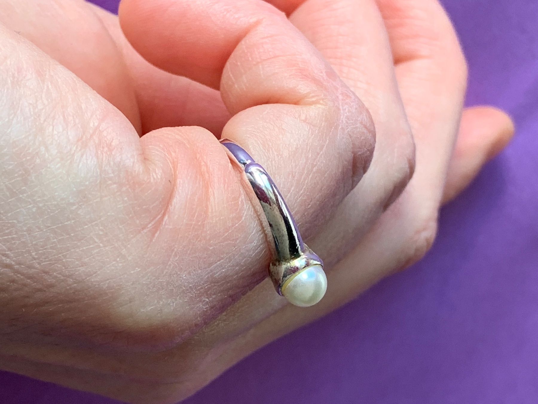 Anelli: Silberner ring mit Perle (54) – Usato da Dittingen venduto da Bellevista 4