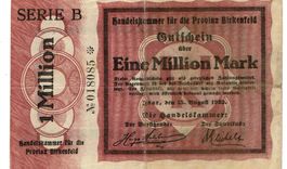 Idar Birkenfeld 1 Mi.Mark Serie B 15.08.1923 SS++-VZ