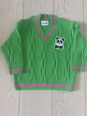 Mini Rodini Pullover Green Panda 104-110