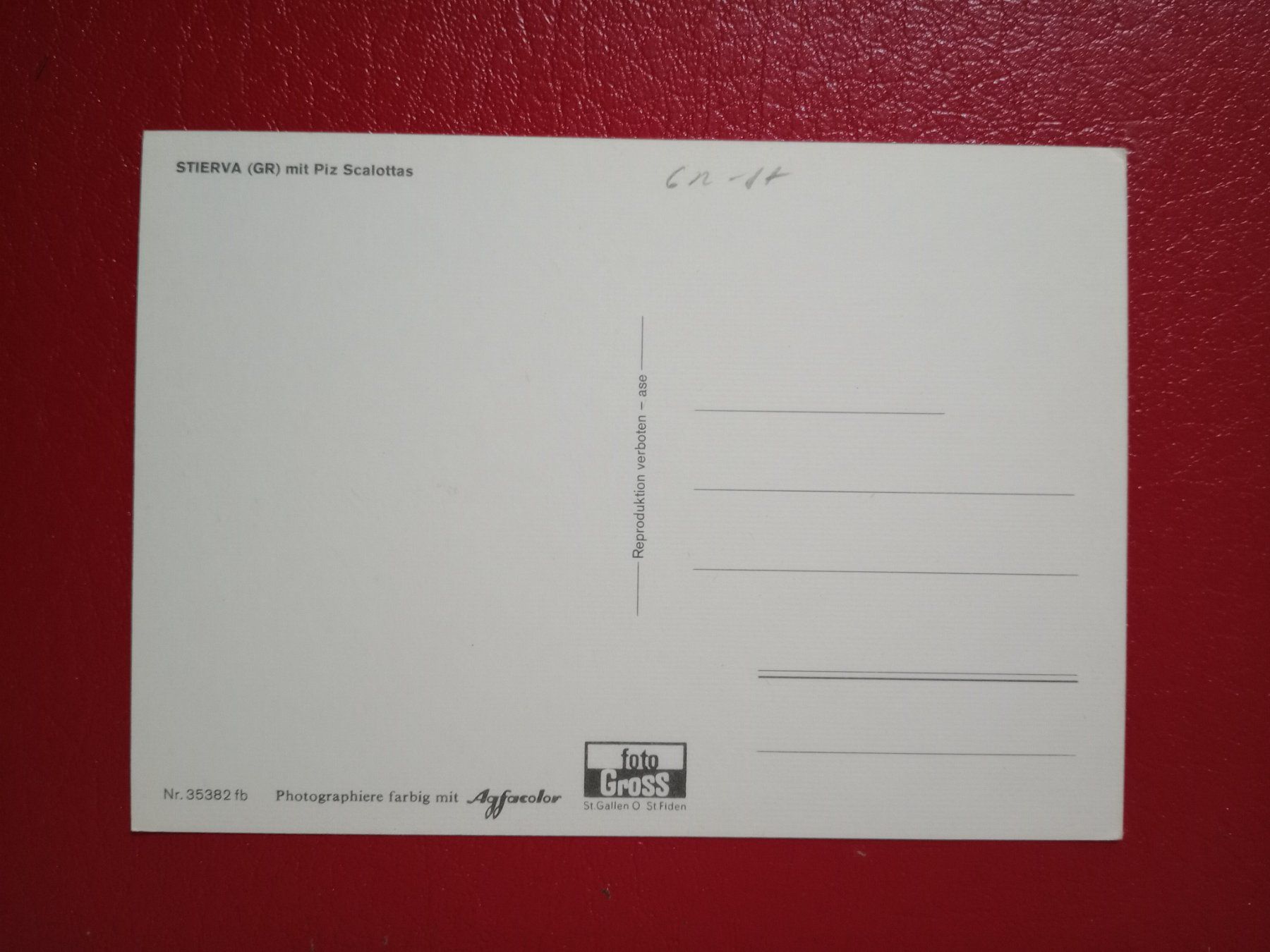 Cartoline postali: Stierva Graubünden mit Piz Scalottas – Usato da Küttigen venduto da Melisch1000 1