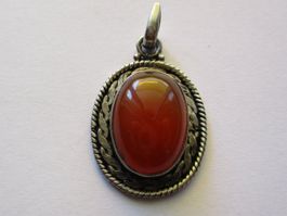Pendentif vintage Cornaline argent 800