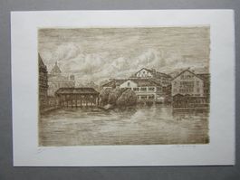 ZÜRICH RAIERUNG AQUATINTA SIGNIERT