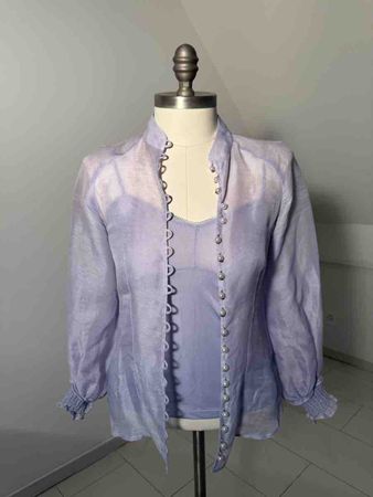Damen Bluse transparent Flieder Knopfleiste gebraucht