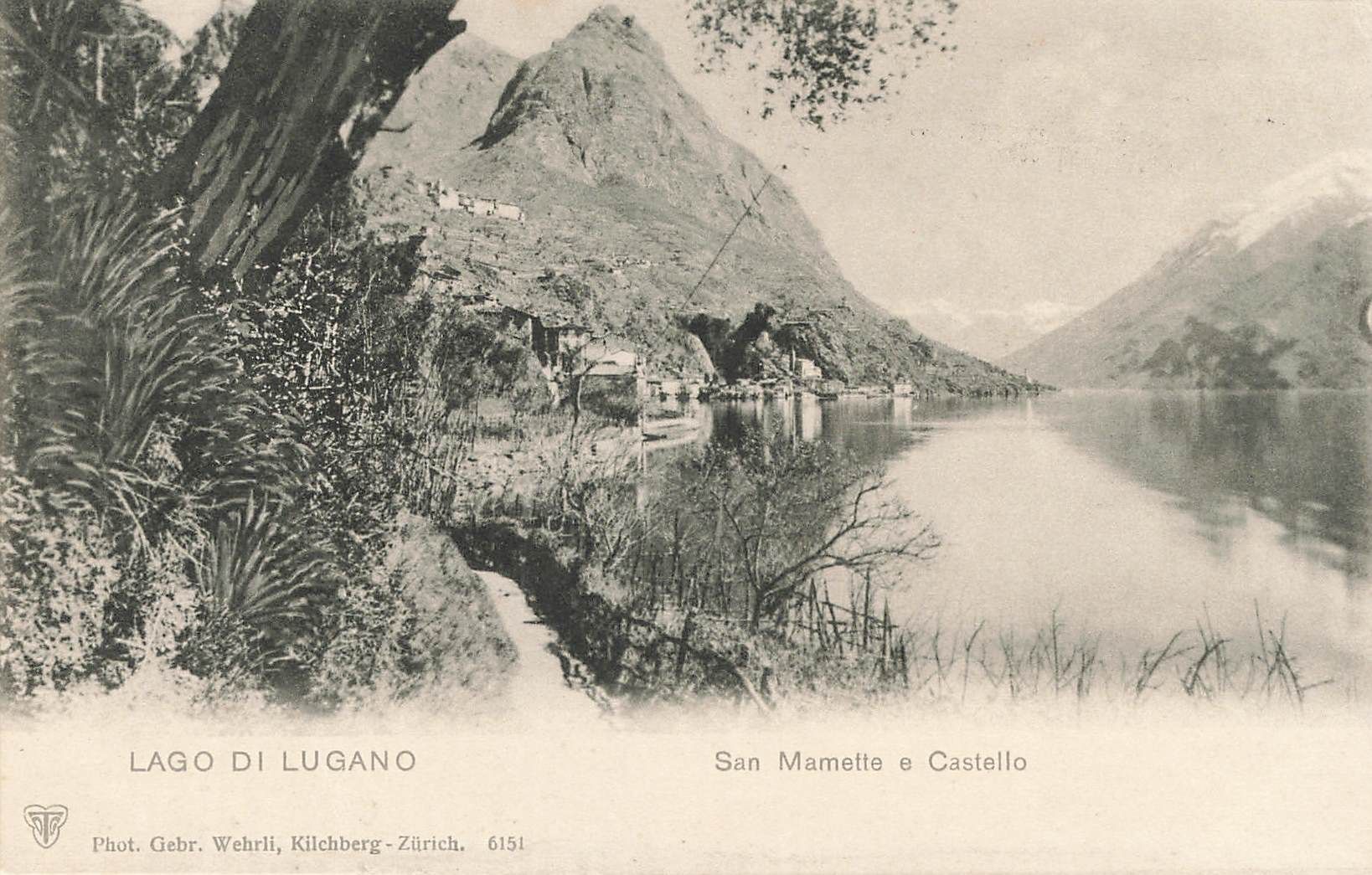 Cartoline postali: Lago Lugano san mamette e castello – Usato da Biasca venduto da Blenio71