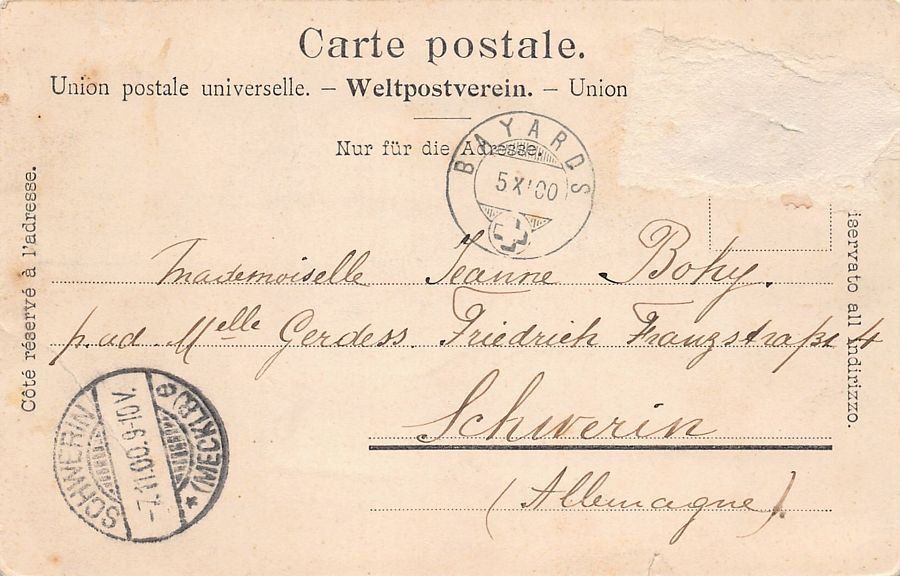 Cartoline postali: Les Bayards, vue générale, circulée 1900 – Usato da Frauenfeld venduto da POML 1
