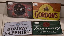 Blechschild Gin diverse ab 9.- / Stück (Gordons, Bombay,etc)
