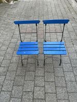 2 Klappstühle Metall / Holz blau gebraucht