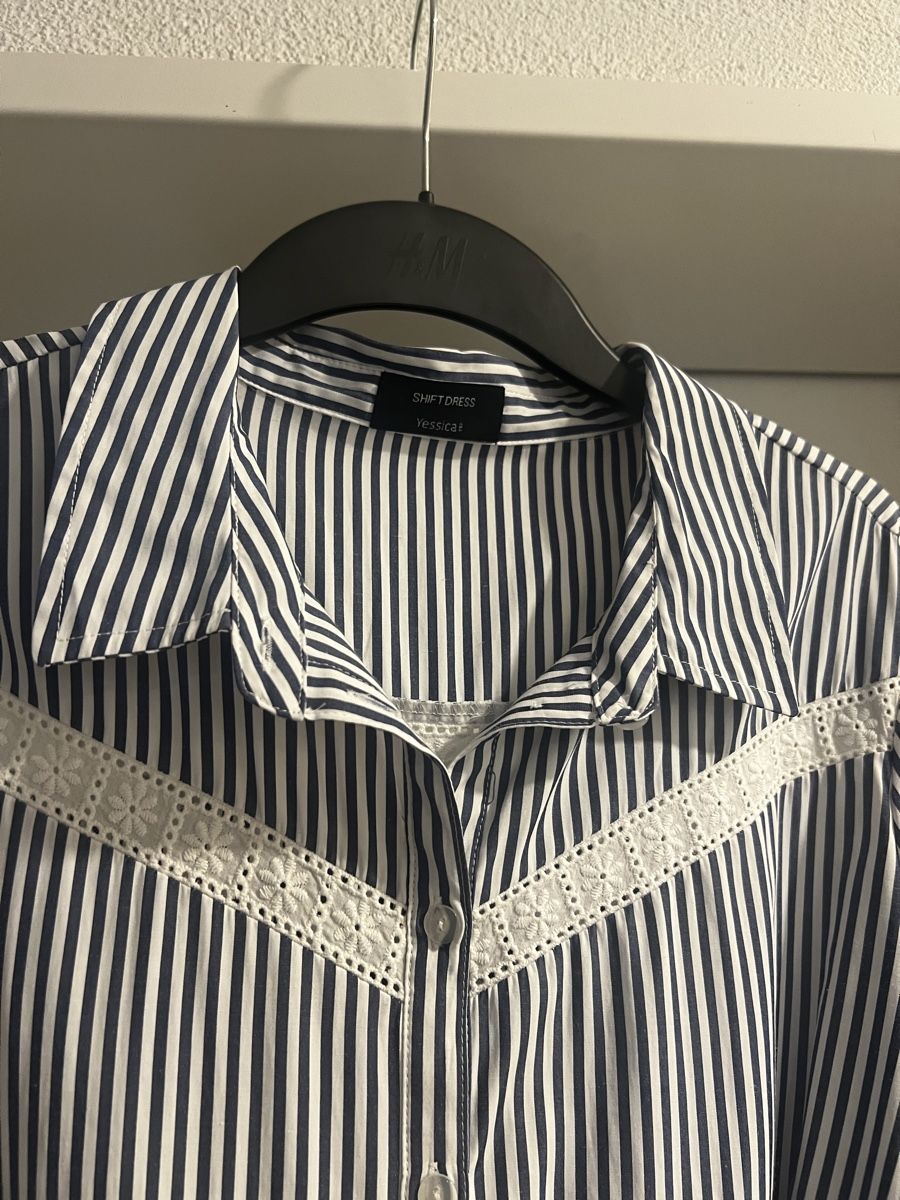 C&A Vestiti: Gestreiftes Hemdblusenkleid Gr. 44 mit Spitzendetails – Usato da Hölstein venduto da SelcCe 2