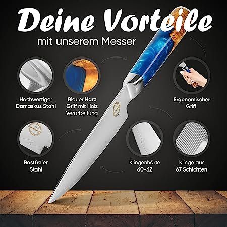 Shan Zu Santokumesser Kochmesser 67 Lagen Damastmesser