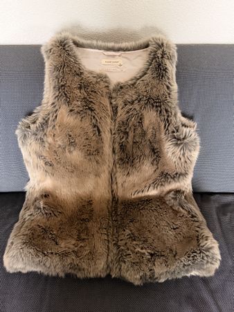 NafNaf gilet sans manches en fausse fourrure taille 34 beige