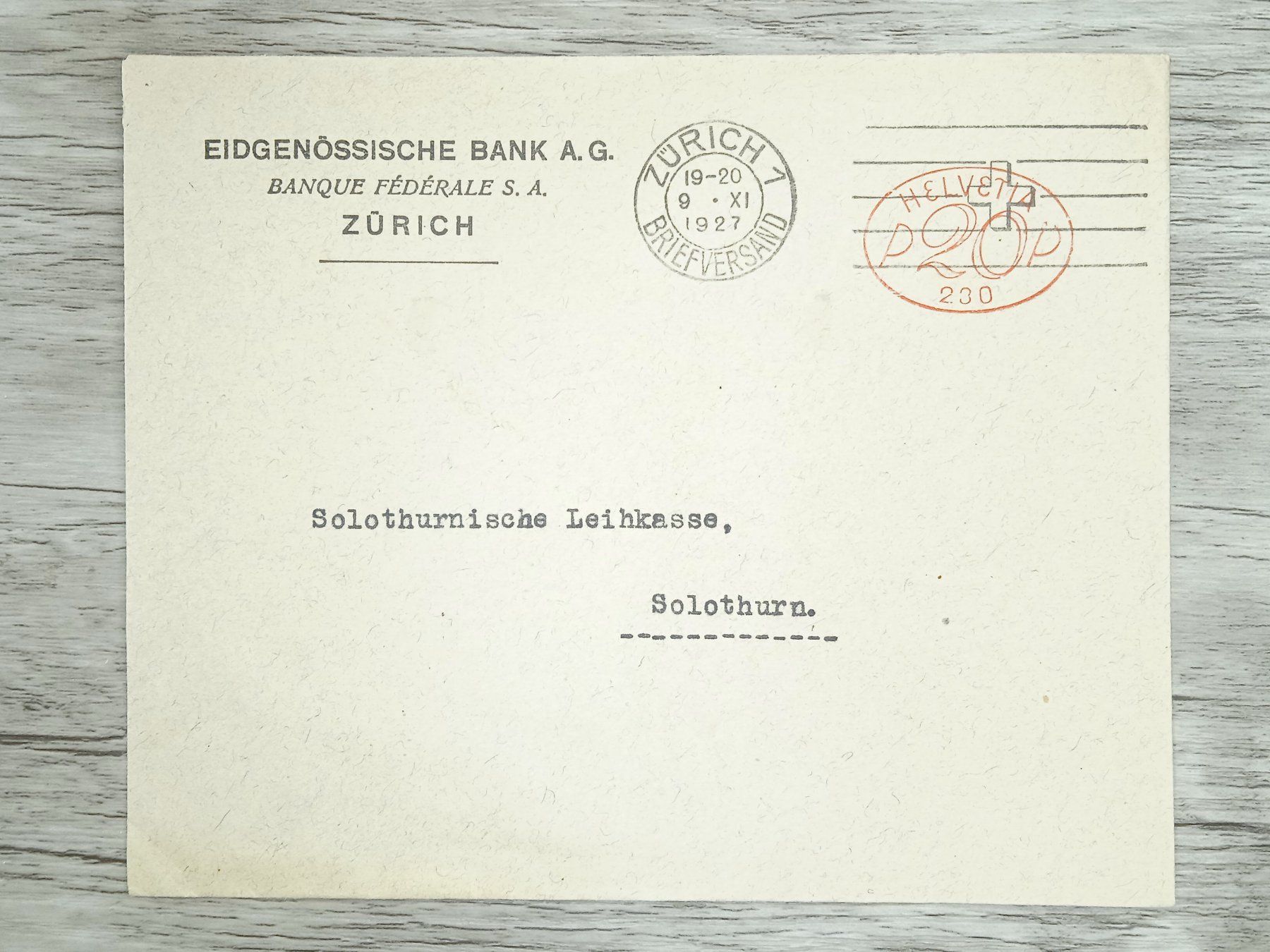 Tutti i francobolli: TR82 Enveloppe + Timbre Suisse 1927 – Usato da Cousset venduto da Patrick_Collections