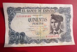 Seltene 500 Peseten Note von 1971 - Sammlerstück Spanien