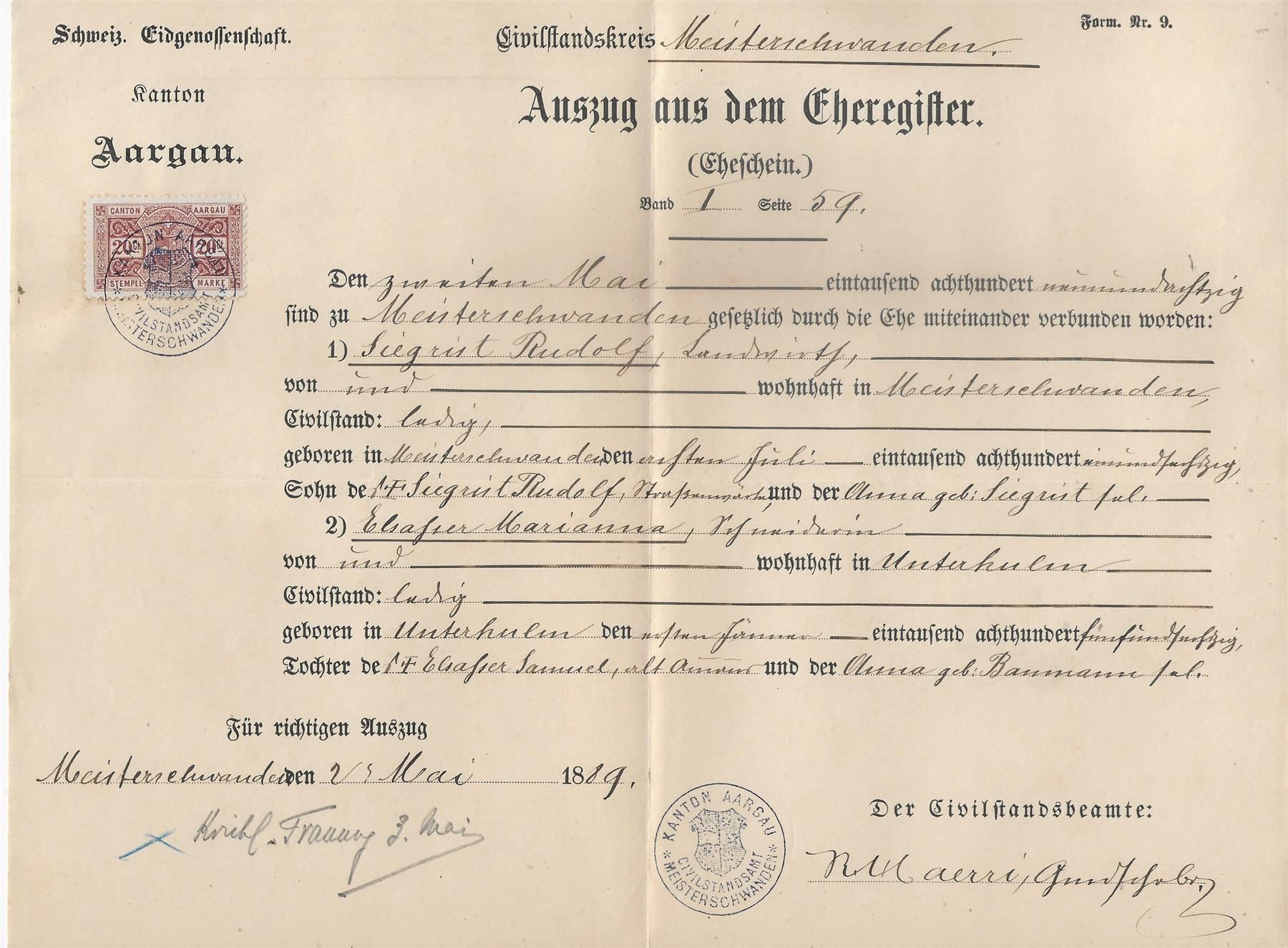 Cartes postales: Stempel Marke - Aargau 20 Ct. – D'occasion à Ettingen par Kartenplanet