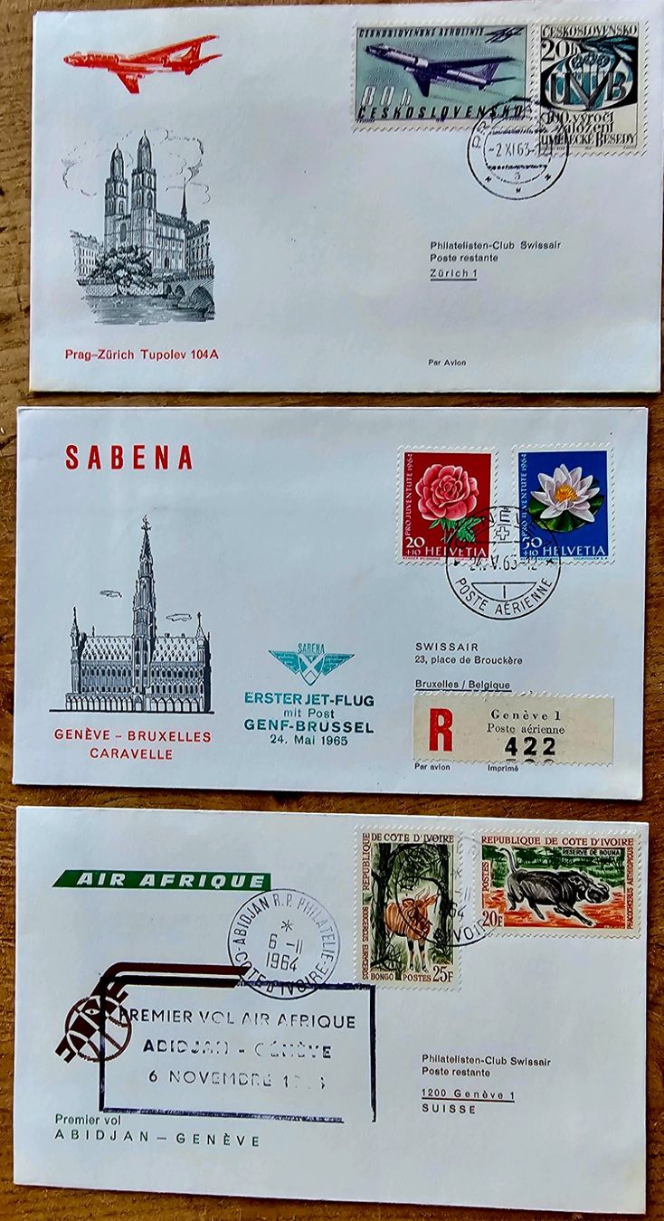 Alle Briefmarken: 3 verschiedene  Erstflug Briefe – Gebraucht aus Les Valettes von Nuba1