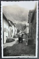 Pontresina. Dorfgasse, Pferdewagen, Fotokarte ca. 1930