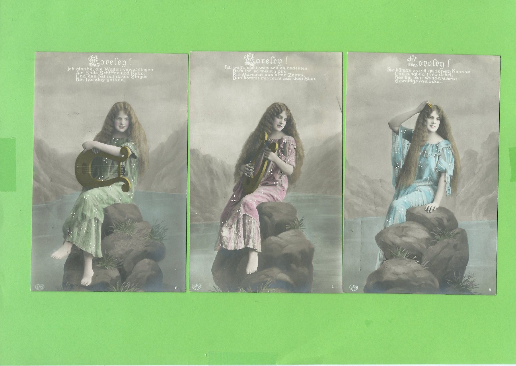 Cartoline postali: 6 Antike Loreley Postkarten, um 1900 – Usato da Zürich venduto da t24_de