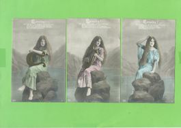 6 Antike Loreley Postkarten, um 1900
