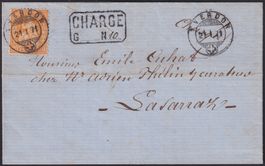1871, attraktive DRUCKSACHE von YVERDON +Chargé n. LA SARRAZ