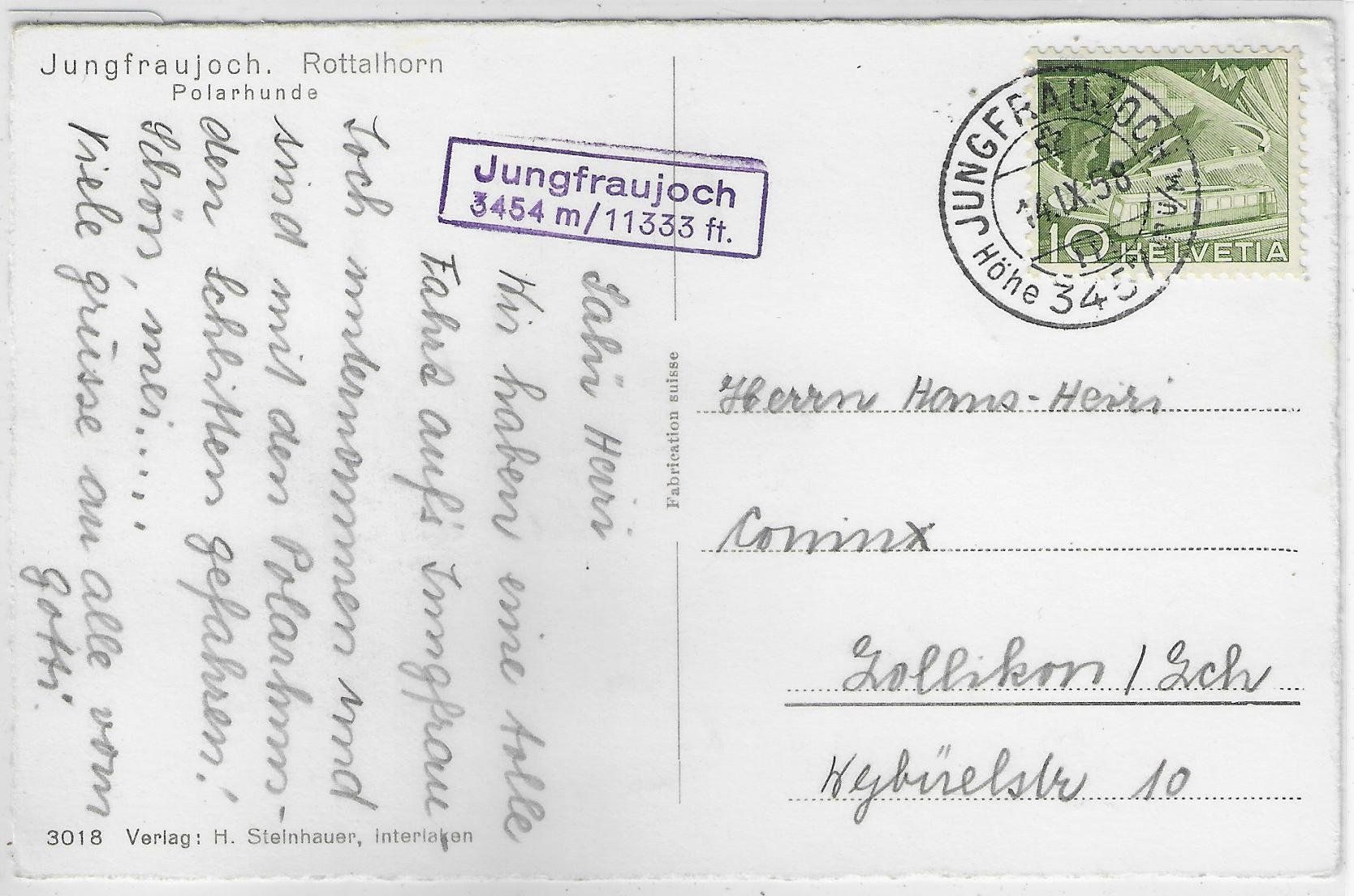 Cartoline postali: Jungfraujoch - Polarhunde – Usato da Ettingen venduto da Kartenplanet 1