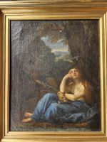 Antique Oil Painting: Lady Magdalena, Gold Frame, Stunning
