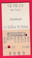 KARTON BILLETT, GOLDACH - ST.GALLEN ST.FIDEN, 2.KLASSE, RETO