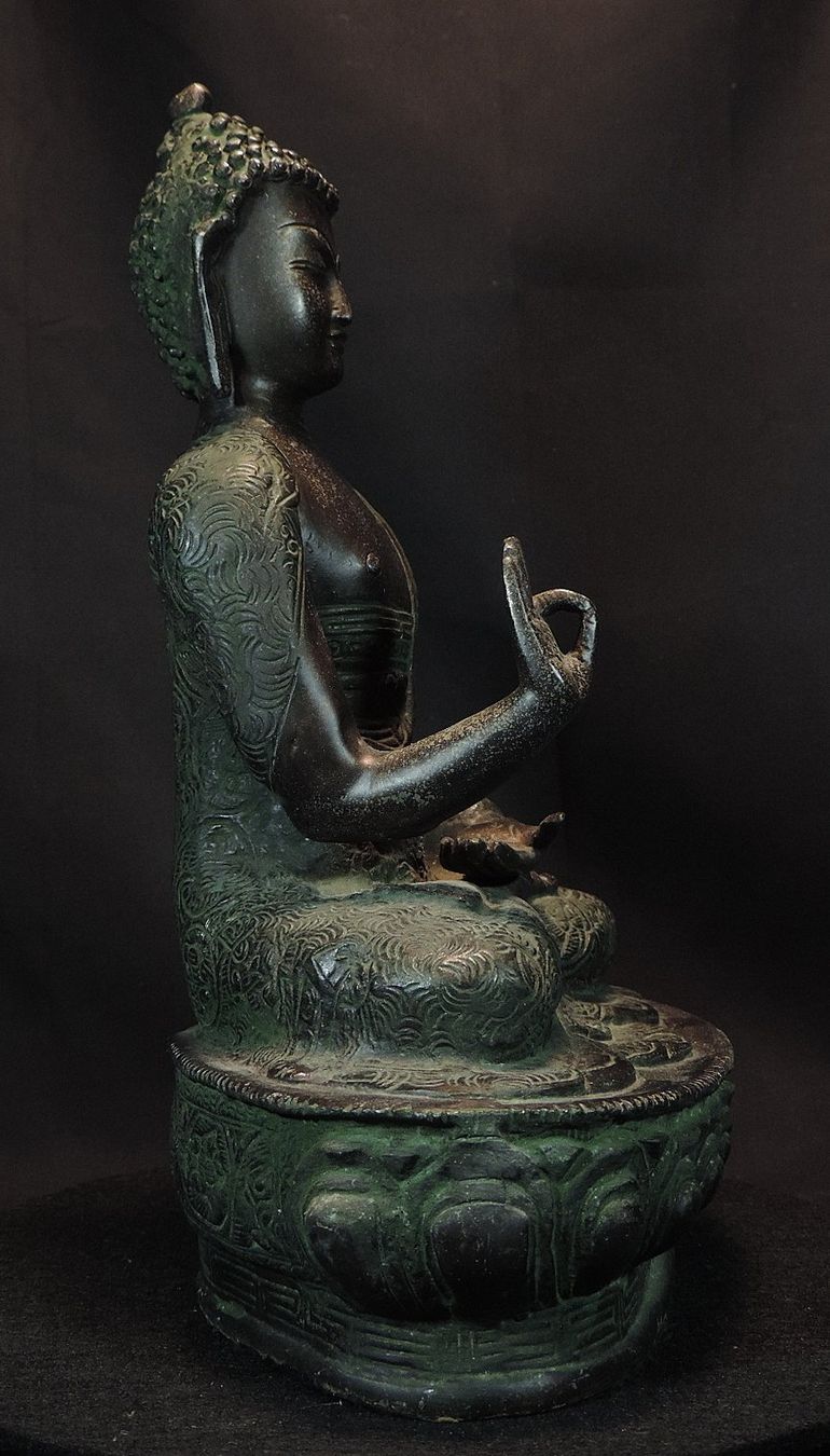 Sculture & Statue: Buddha Figur sitzend mit Sockel, Bronze Buddha – Usato da Duggingen venduto da roterbambus 4