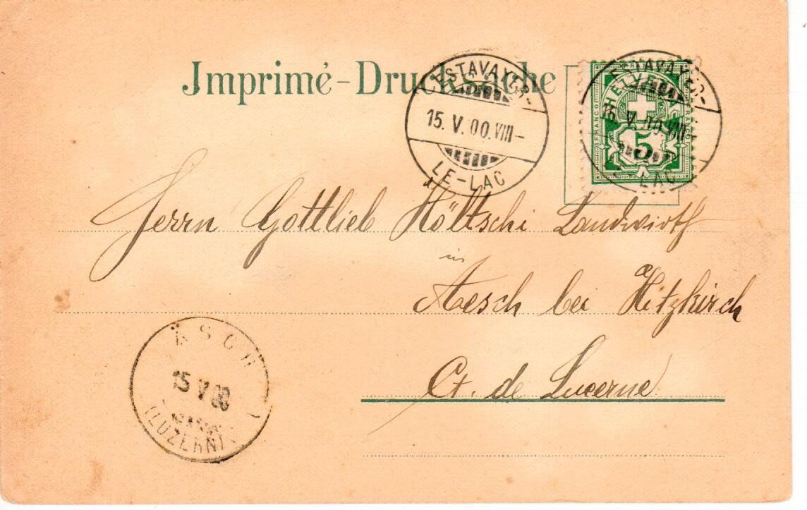Ansichtskarten: Souvenir d`Estavayer  1900 – Gebraucht aus Wolhusen von Curver9 1