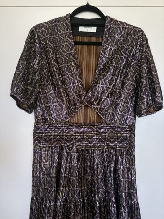 Robe Bash midi plissée violette métallisée neuve