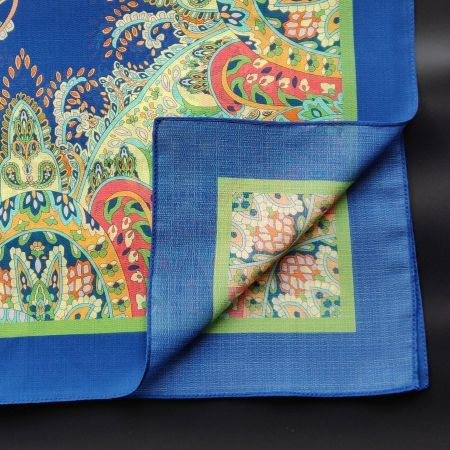 Designer Seide 100% 140x135cm azzurro Foulard