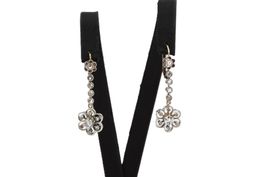 Antike Ohrhänger 14K Weiss und Rose Gold Diamanten *S4635