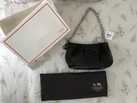 Rare Tasche - Coach Pailletten Handtasche schwarz-silber
