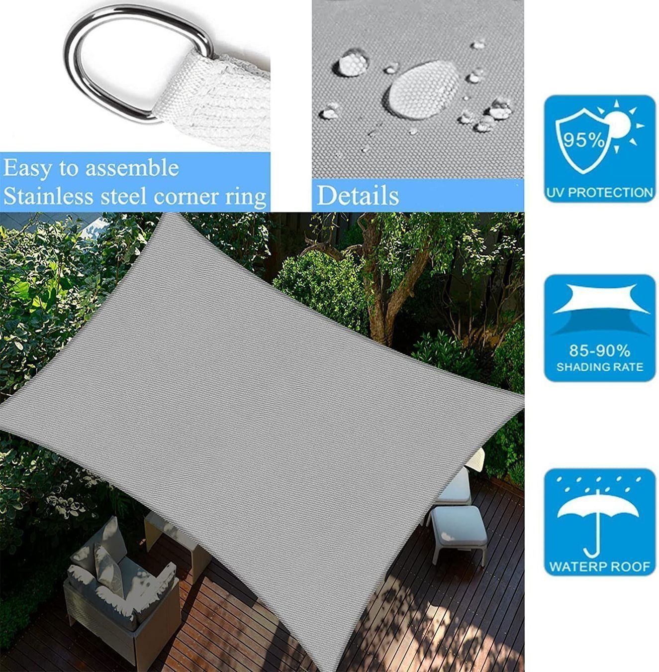 Parasols: Sonnensegel Rechteckig Sonnendach 4x5m Wasserabweisend Grani – Neuf avec emballage d'origine à Dörflingen par Nixhub 2