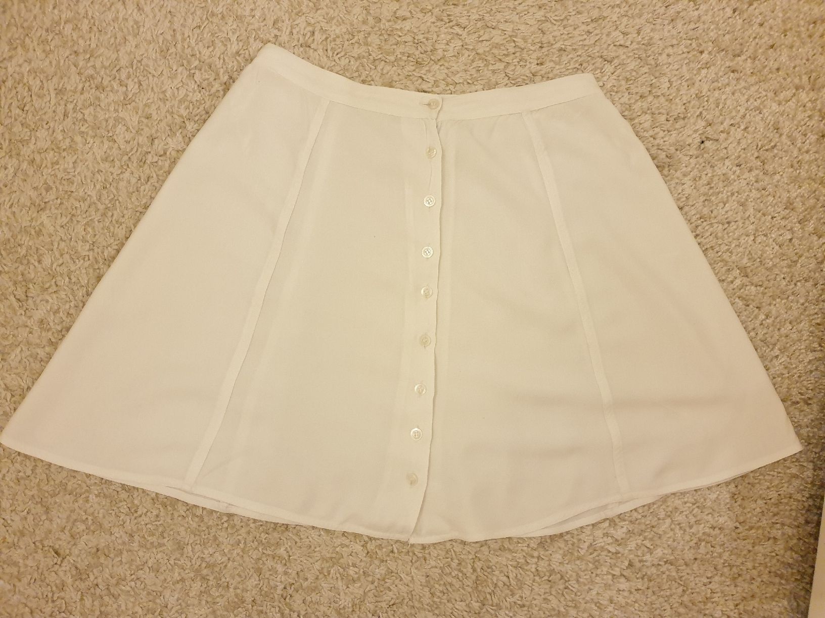 Röcke: Jupe mini, S, boutonnée blanche coton + top rose viscose – Gebraucht aus Neuchâtel von Verenas12 2