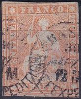 Strubel 25B mit 2 Ortsstempeln. SBK 280.-+++