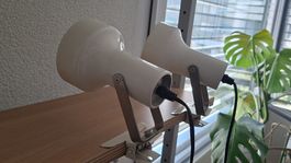 Klemmlampe Strahlux weiss 2er Set Arbeitslampe, 70er Jahre