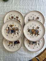 6 vintage Fondue Keramikteller rare