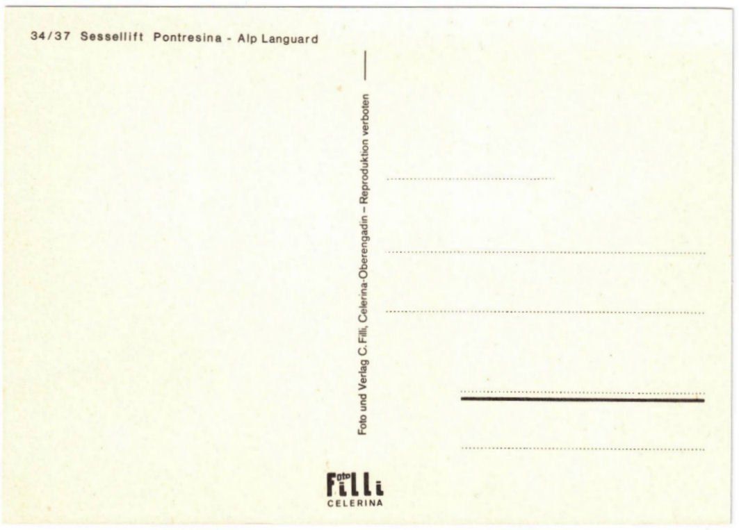 Cartoline postali: Pontresina - Sessellift Alp Languard – Usato da Binningen venduto da Mountainrider 1