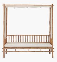Bambusbett Himmelbett mit Auflagen und Baldachin 150x210cm