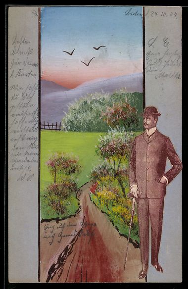 Cartoline postali: Handgemachte-Collage-AK Aufgeklebter Wan – Usato da Berlin venduto da bartko-reher