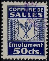 50 Cts. Fiskalmarke der Gemeinde SAULES