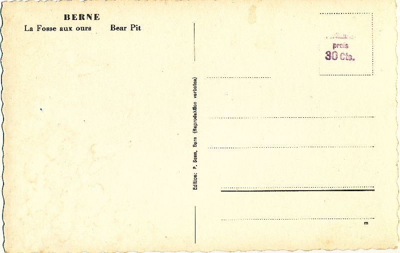 Ansichtskarten: Bern - Bärengraben Bear Pit + c1930 – Gebraucht aus Emmenbrücke von teestube 1